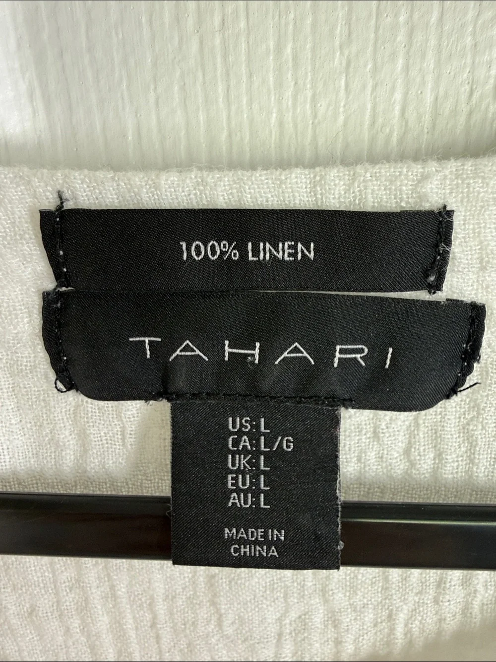 Tahari gauzy linen button down white flowy boxy oversized blouse size large
